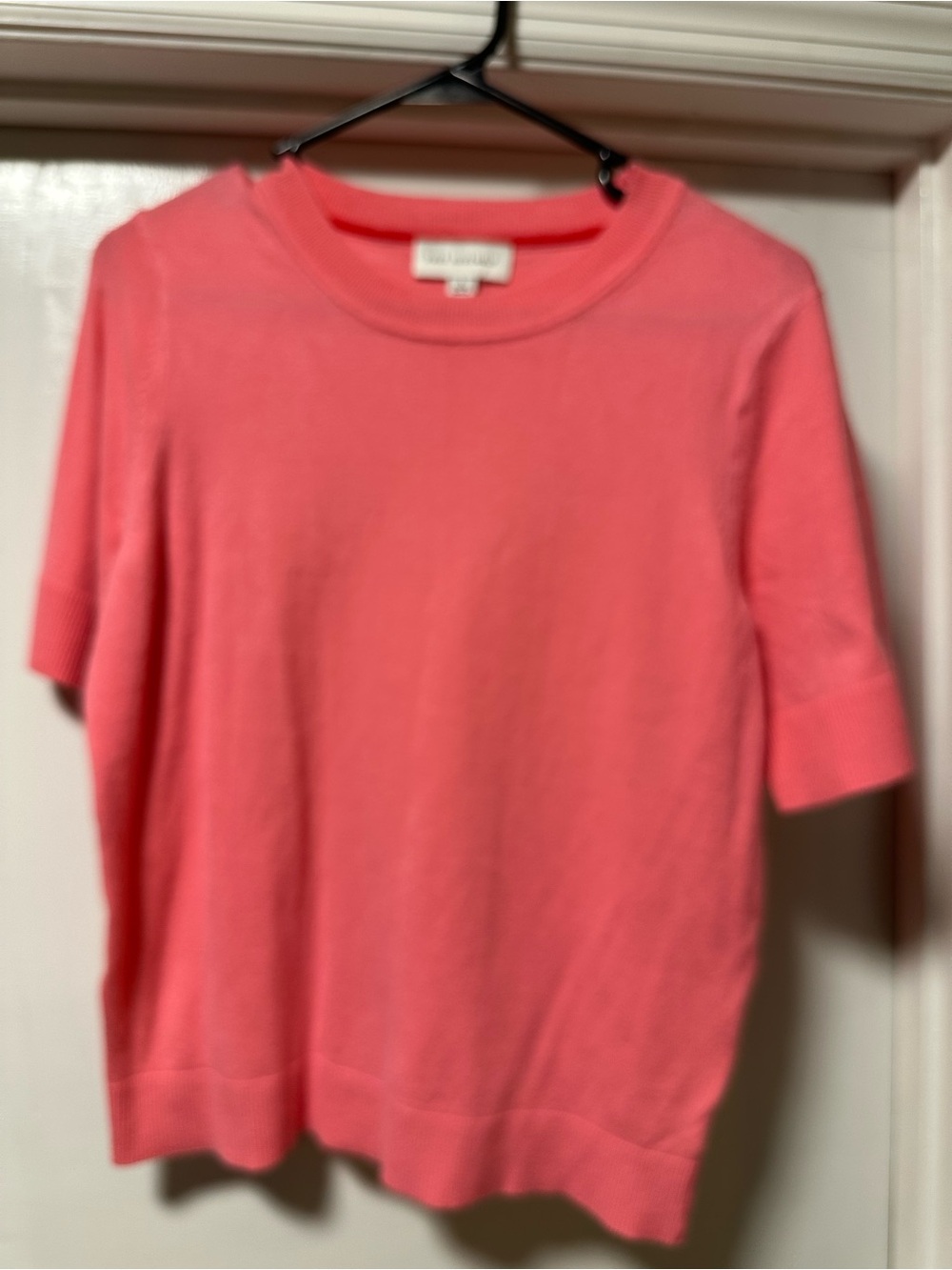 Women's Coral Pink Short-Sleeve Crewneck Sweater